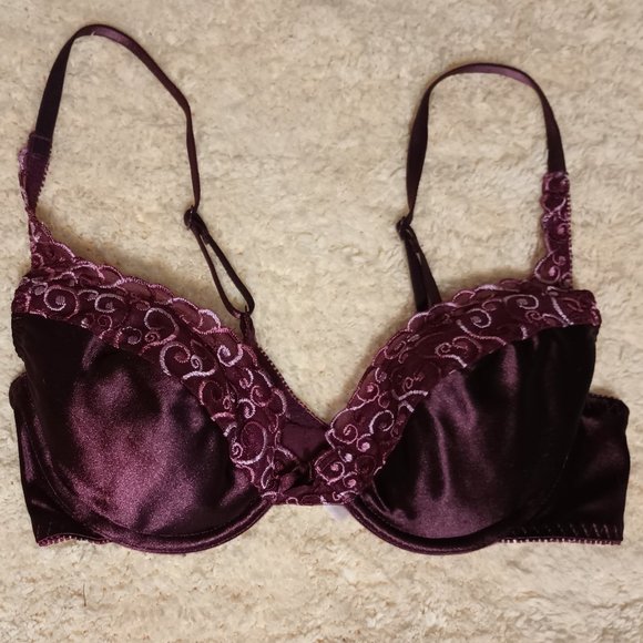 VGUC ~ Victoria Secret Lined Floral Embroidered Demi Bra (Size: 36B) - Picture 1 of 4